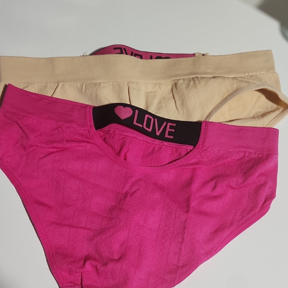 Love Womens Pink and Tan Panties Set Small
